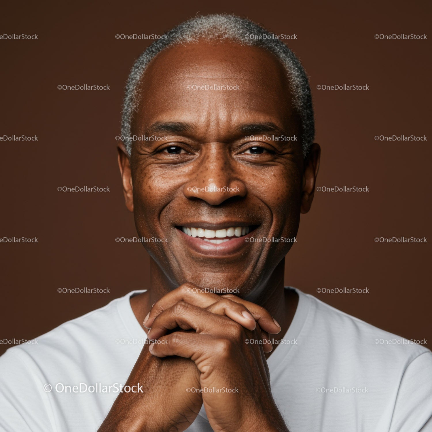 Smiling Elderly Man with Joyful Expression for Positive Lifestyle Stock Photo