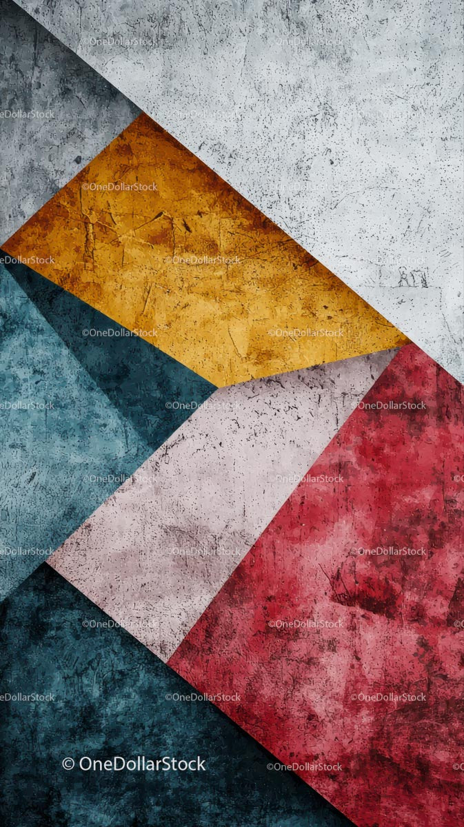 Colorful Geometric Concrete Wall with Artistic Graffiti Texture
