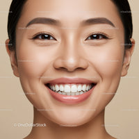 Close up of smiling woman with flawless skin