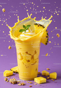 Refreshing Pineapple Smoothie Splash with Mint Garnish