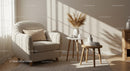 Cozy armchair corner with natural light and decor