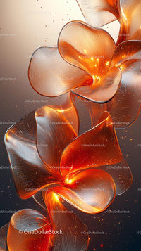 Elegant Metallic Copper Flower Abstract Digital Artwork
