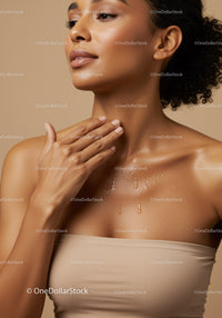 Elegant Woman with Flawless Skin and Serene Expression