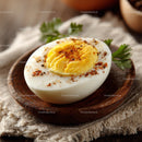 Sliced Hard-Boiled Egg Topped with Paprika and Parsley