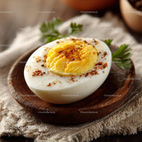 Sliced Hard-Boiled Egg Topped with Paprika and Parsley