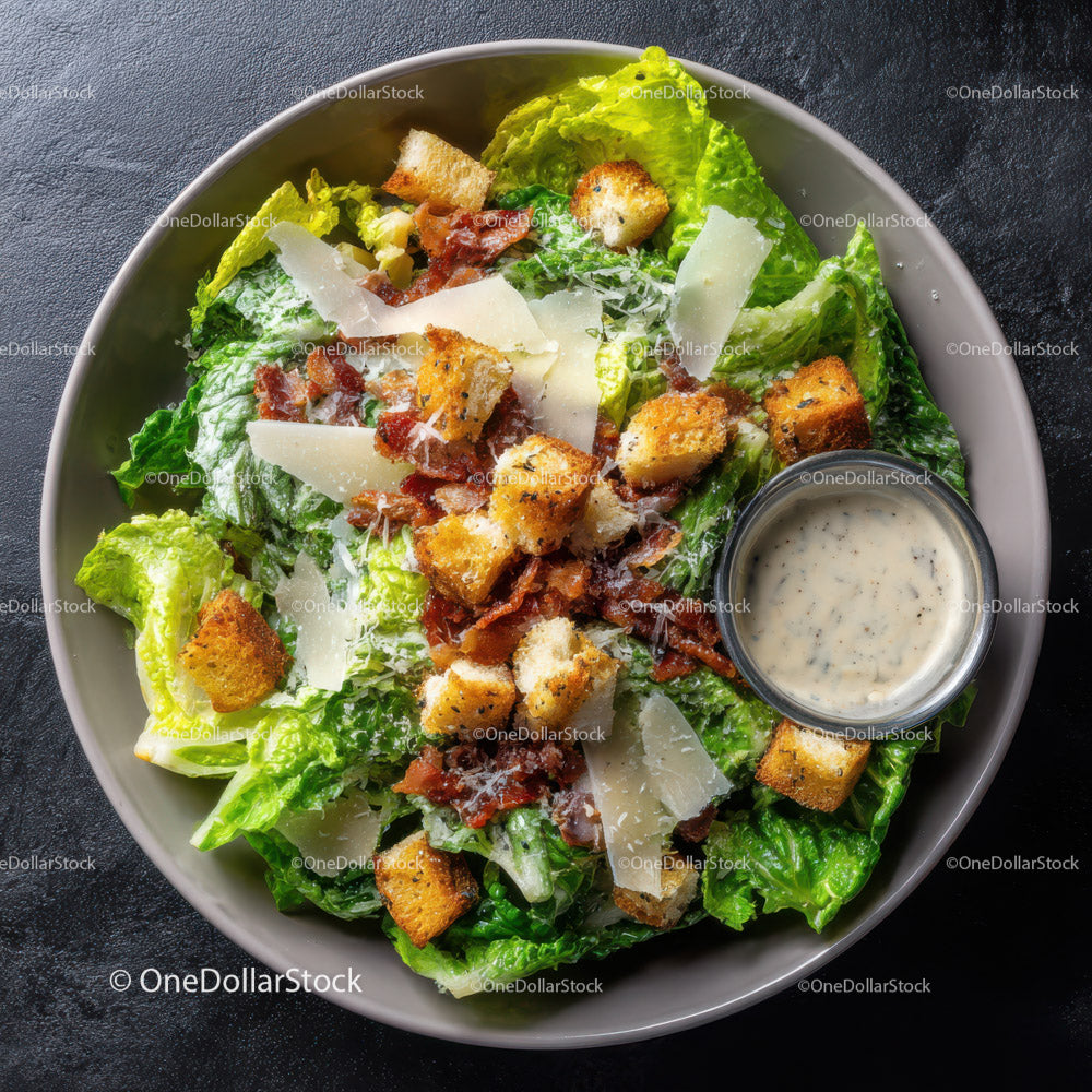 Fresh Caesar Salad with Crisp Croutons and Parmesan Cheese
