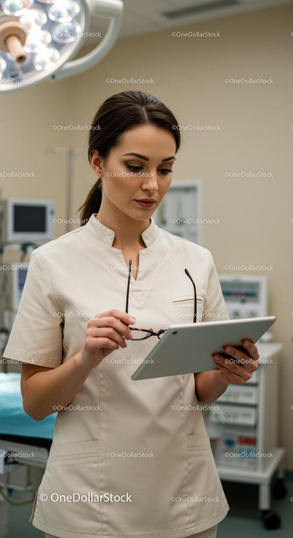 Profesjonalista medyczny korzystający z tabletu w nowoczesnym szpitalu