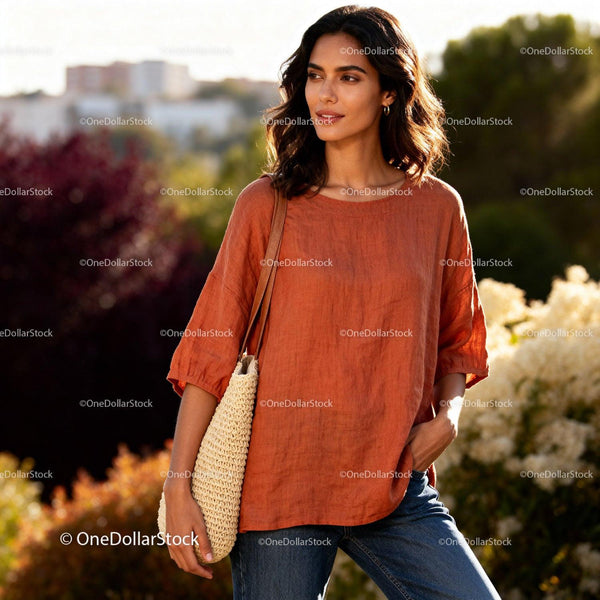 Stylish woman enjoying sunny day outdoors