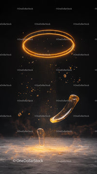 Futuristic Glowing Ring with Sparks and Particles in Dark Atmosphere