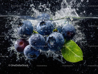 Blueberries Splashing in Water with Dynamic Movement and Refreshing Vibe