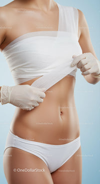 Woman Applying Medical Tape for Skin Treatment or Injury Care