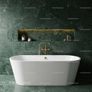 Luxurious Modern Bathtub with Green Marble Wall and Gold Fixtures