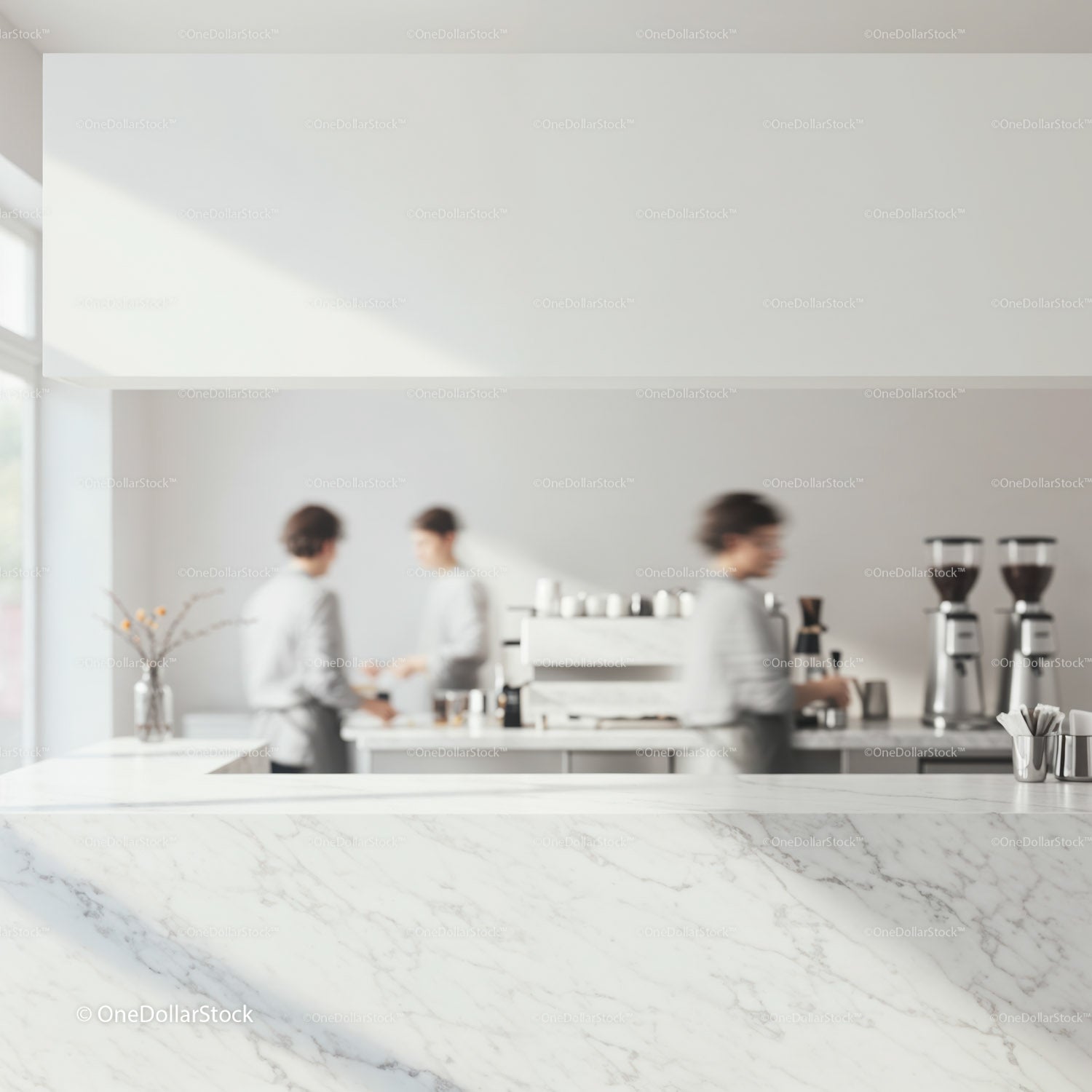Bright Minimalist Coffee Bar with Busy Baristas
