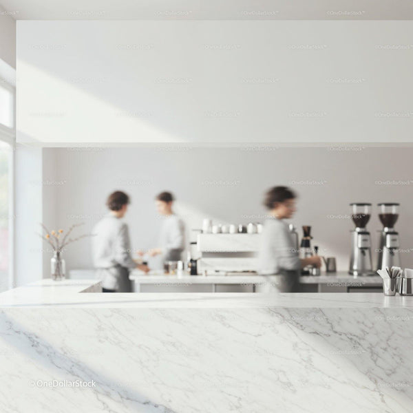 Bright Minimalist Coffee Bar with Busy Baristas JPG Mockup Image