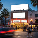 Evening Scene at Historic Urban Theater with Crowds