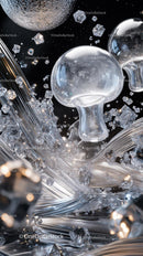 Elegant Glass and Ice Sculpture Scene with Frozen Crystal Art