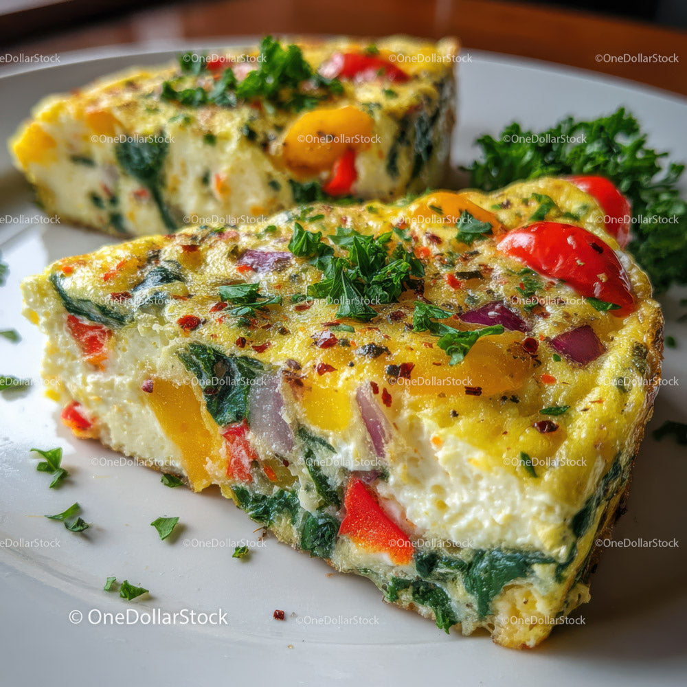Kolorowa frittata warzywna ze świeżymi ziołami i pomidorkami koktajlowymi