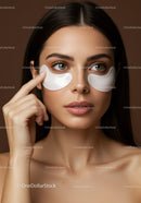 Young Woman with Eye Patches and Clear Skin for Beauty and Skincare