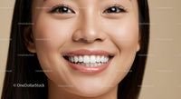 Close-up of smiling young woman with smooth skin