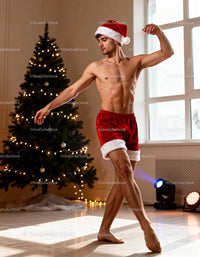 Male Dancer in Santa Shorts Performing Holiday Ballet