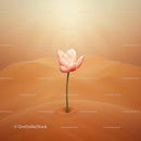 Delicate pink tulip growing from soft sand dunes