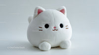 Cute Plush Cat Toy with Large Black Eyes and Pink Nose