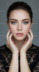 Elegant Young Woman with Blue Eyes and Natural Makeup Portrait