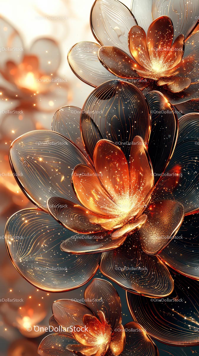 Elegant Gold and Silver Flower with Sparkling Light Effects