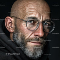 Mature Man with Glasses and a Thoughtful Expression in Portrait