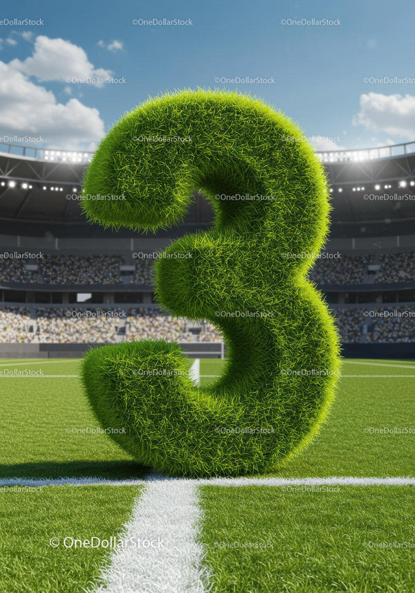 Green Grass Number Three Standing on Soccer Field