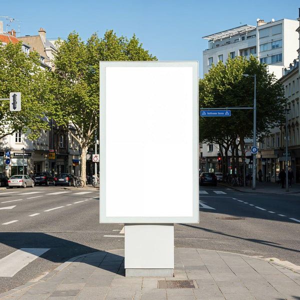Blank Urban Billboard on City Street Corner JPG Mockup Image