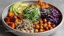 Vibrant Vegan Bowl with Quinoa Chickpeas and Fresh Vegetables