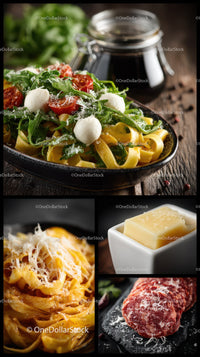 Fresh Pasta with Cherry Tomatoes Mozzarella and Beef Steak