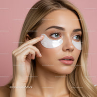 Young Woman Applying Eye Patches for Skin Rejuvenation Effect