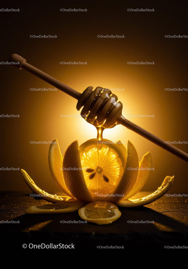 Golden honey dripping onto sliced orange segments