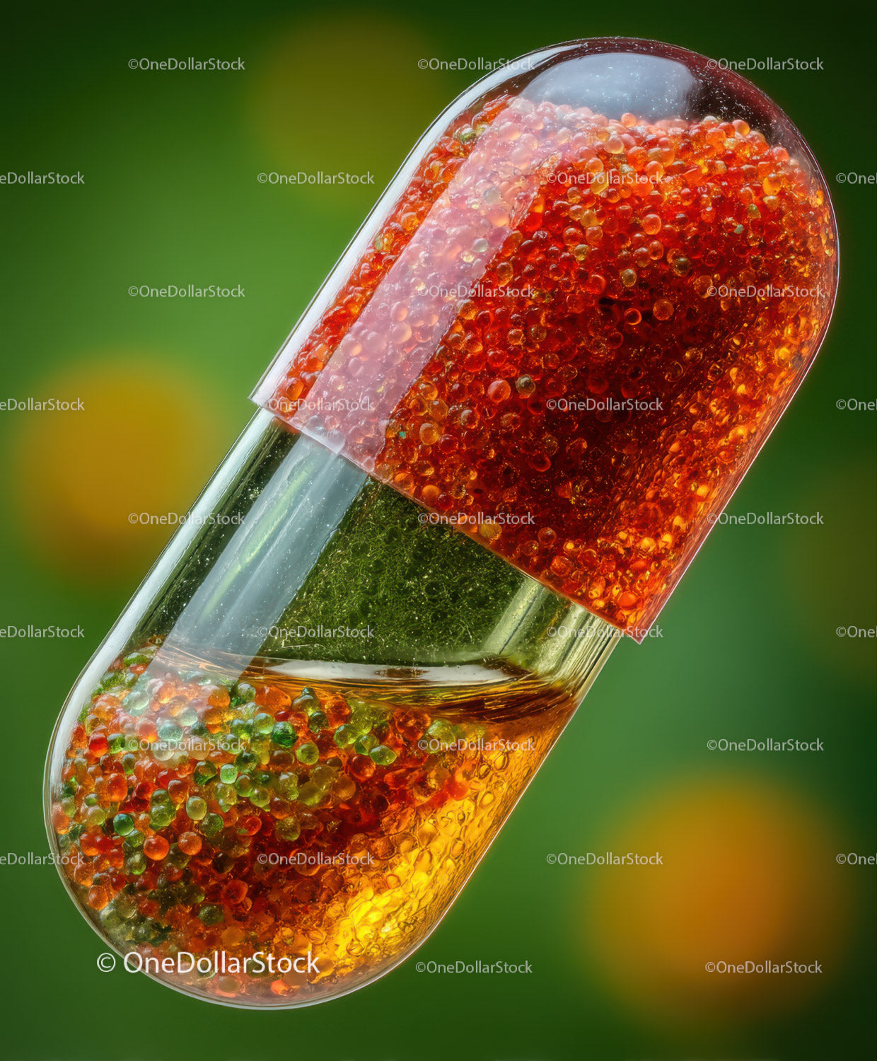 Colorful Gel Bead Capsule Macro Shot with Vibrant Details