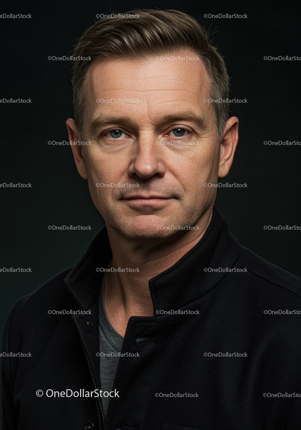 Middle-aged man with confident neutral expression portrait