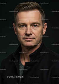 Middle-aged man with confident neutral expression portrait