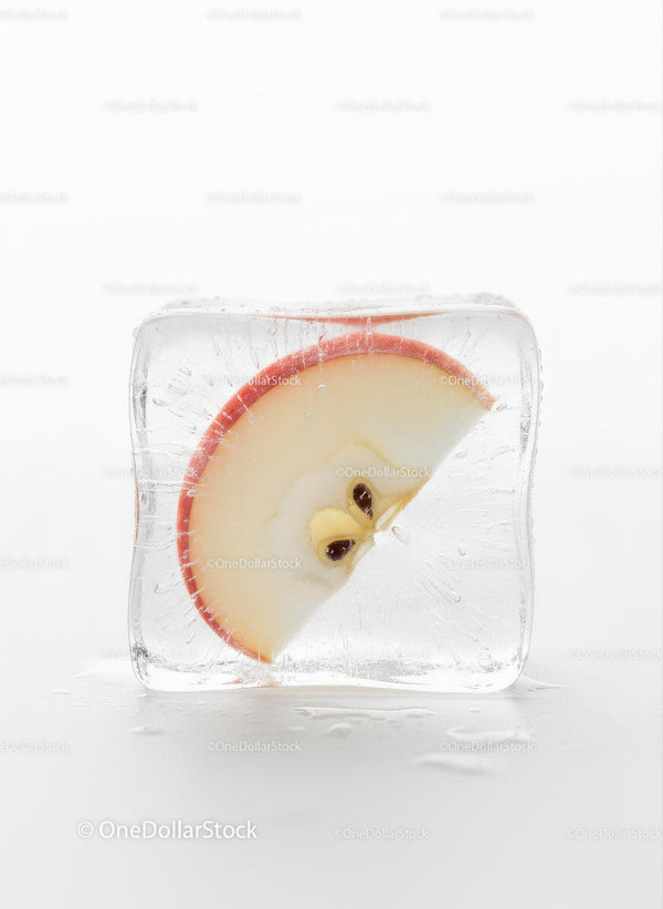 Fresh Apple Slice Frozen Inside Clear Ice Cube