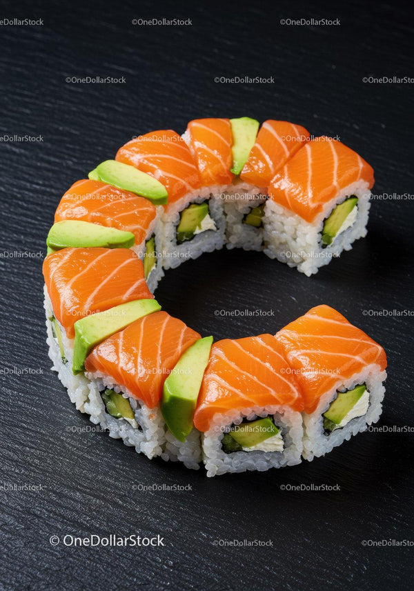 Świeży sushi roll z łososiem i awokado na czarnym łupku