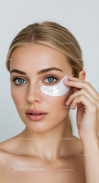 Young Woman Applying Eye Mask for Skincare and Relaxation