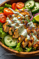 Grilled Chicken Salad with Fresh Vegetables and Herb Dressing