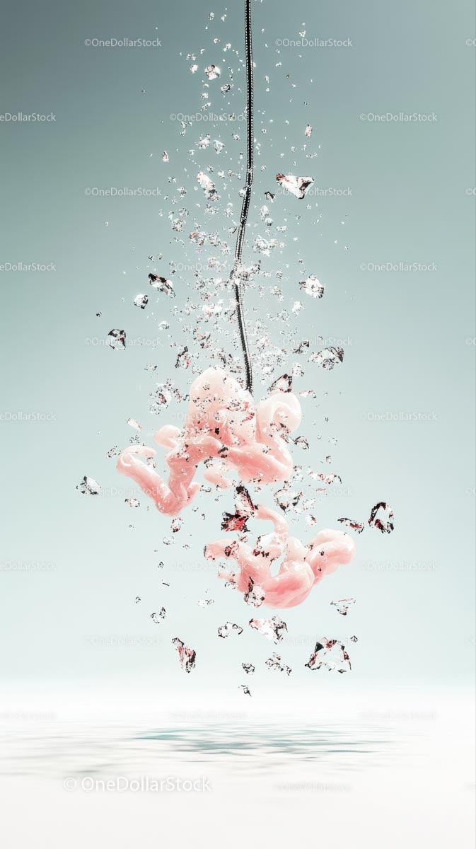 Pink Octopus Tentacles Splashing Water in Ocean Environment