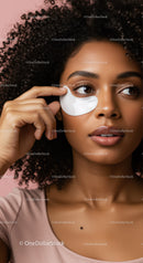Young Woman with Curly Hair Applying Facial Sheet Mask