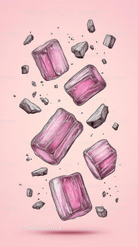 Pink Ice Cubes Falling Illustration for Refreshing Cold Drinks