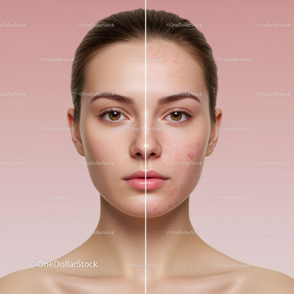 Young Woman with Clear and Acne-Prone Skin Showing Skin Improvement