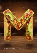 Tasty Chicken Tacos Arranged in Letter M Shape