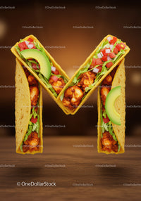 Tasty Chicken Tacos Arranged in Letter M Shape