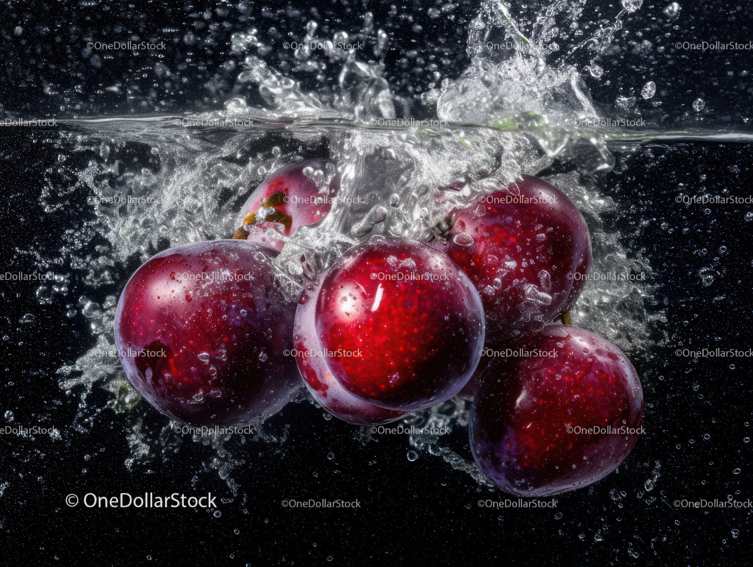 Red Cherries Splashing Water Water Splash Fresh Fruit