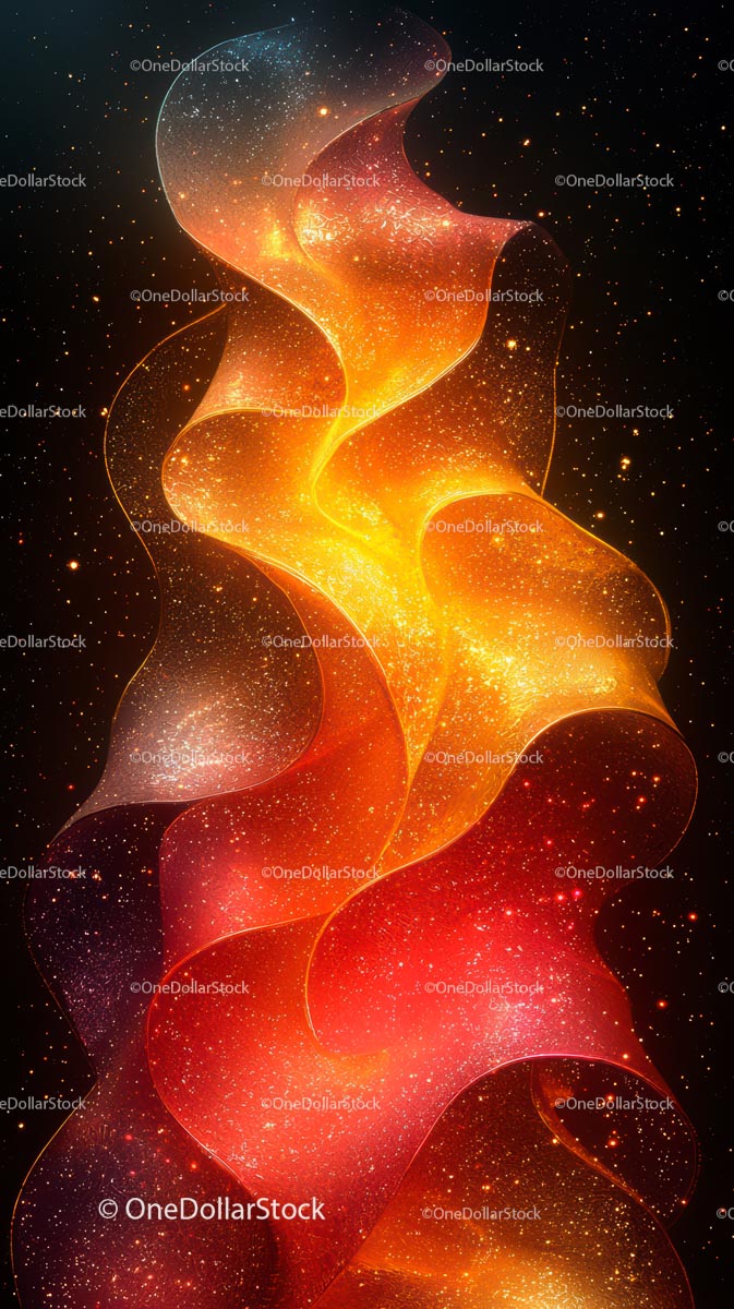 Abstract Cosmic Space Art with Fiery Swirling Light Patterns